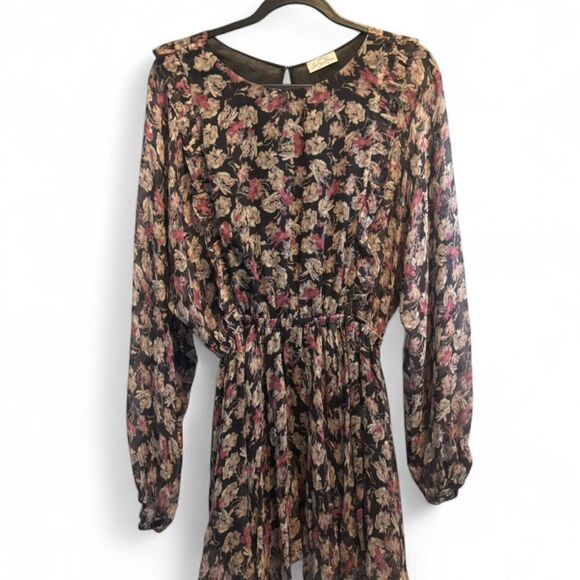 LoveShackFancy Noelle Silk Mini Dress Black Floral Size Medium - Picture 2 of 8